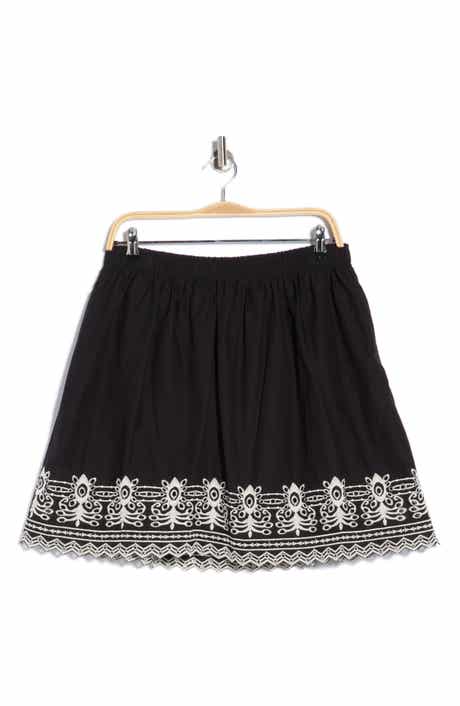 MAX STUDIO Embroidered Hem Cotton Pull-On Skirt