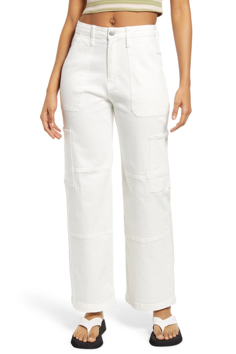 Wide Leg Utility Jeans, Main, color, WHITE WASH