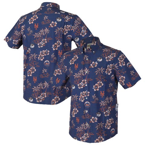 Men's Reyn Spooner Royal New York Mets Kekai Performance Button-Down Tri-Blend Top