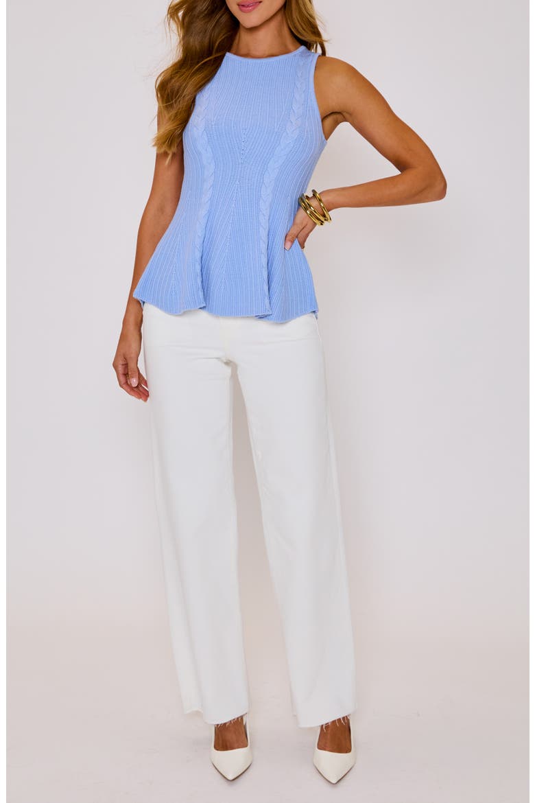 Maggie Sleeveless Peplum Sweater, Alternate, color, BABY BLUE