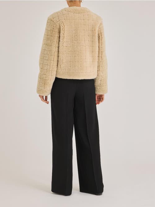 REBECCA TAYLOR REBECCA TAYLOR QUILTED STITCH SHEARLING JACKET
