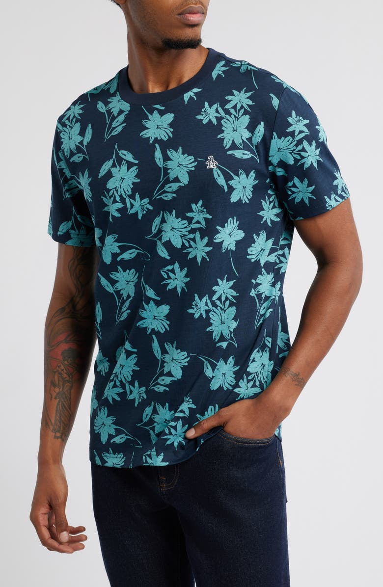 Original Penguin Floral Print T-Shirt, Main, color, 