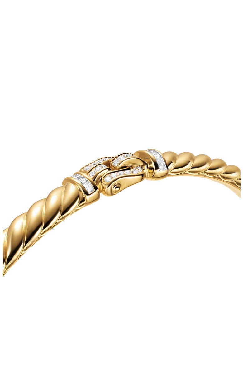 Sculpted Cable Buckle Bracelet in 18K Yellow Gold with Diamonds, Alternate, color, GOLD