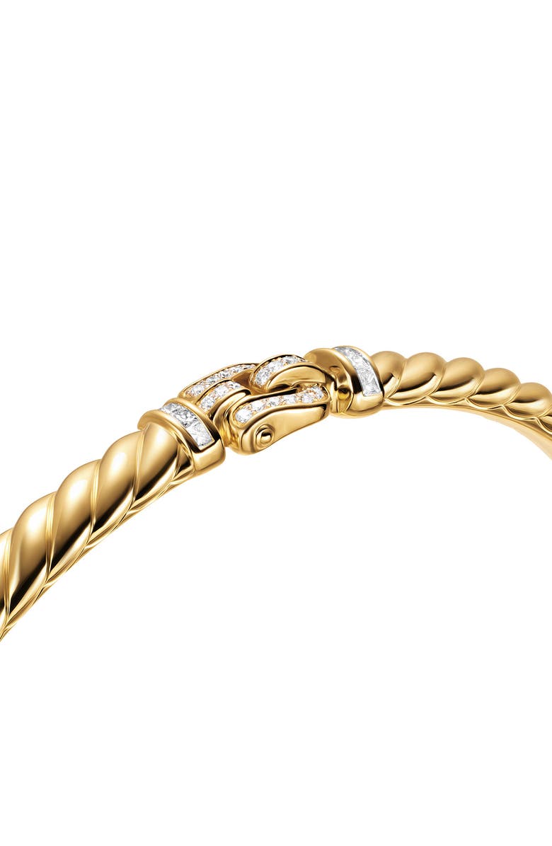 David Yurman Sculpted Cable Buckle Bracelet in 18K Yellow Gold with Diamonds, Alternate, color, Gold