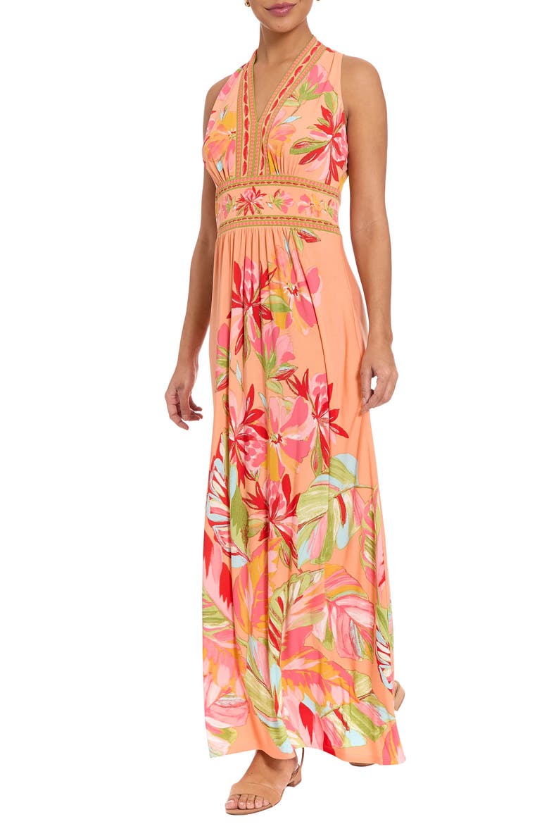 V-Neck Maxi Dress, Alternate, color, ORANGE/ CORAL