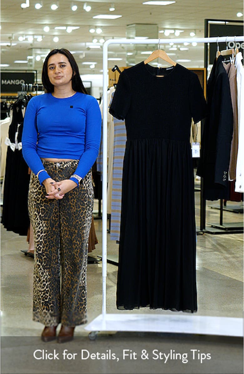 Black Techno Smocked Bodice Georgette Maxi Dress, sales video thumbnail