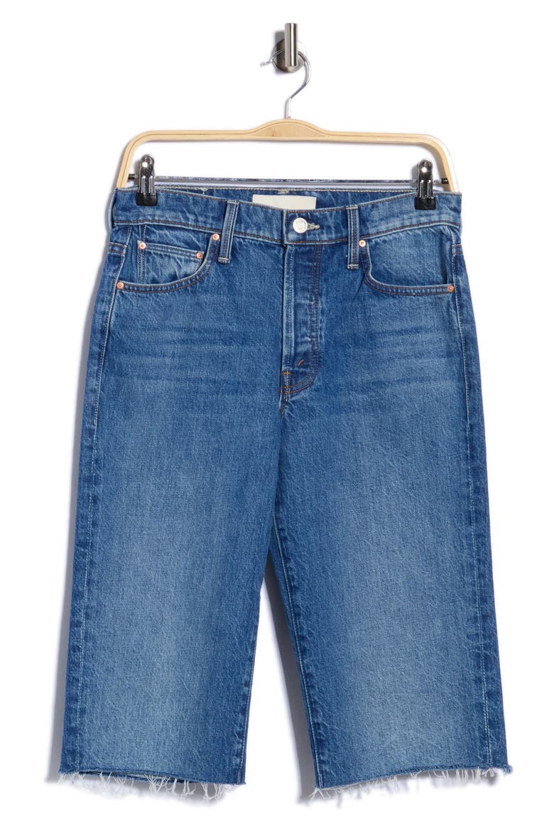 The Kick It High Waist Fray Hem Shorts, Main, color, GREEN THUMB