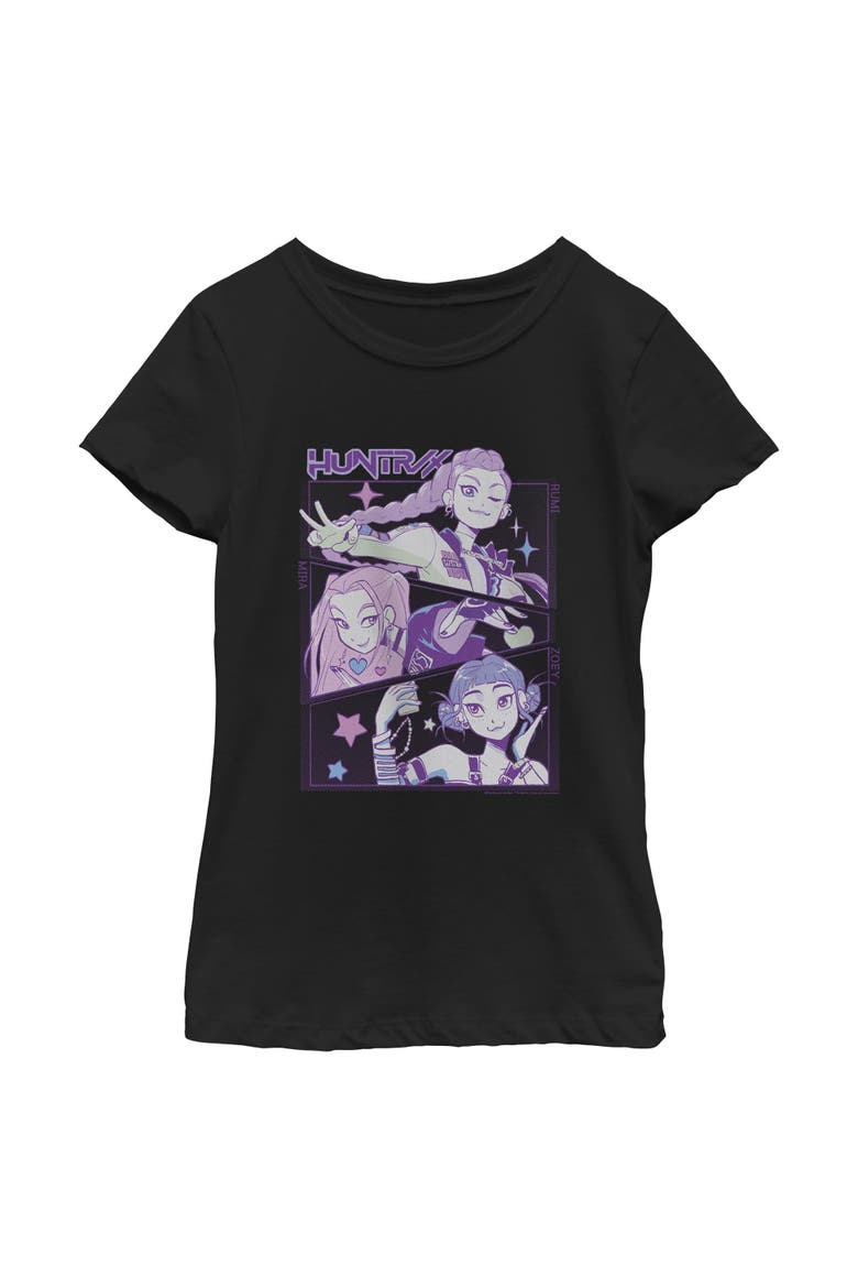Girls' HUNTR/X Group Comic Panels T-Shirt, Main, color, Black