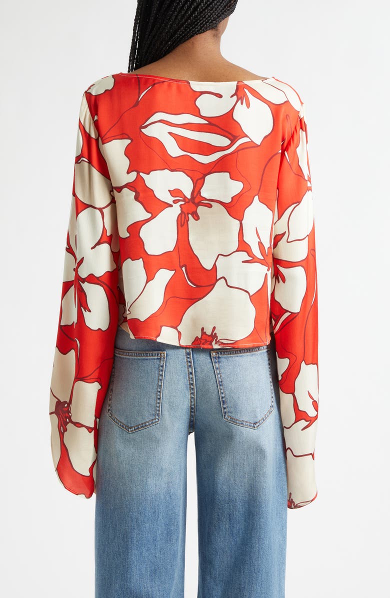 Ramy Brook Amanda Floral Flare Cuff Top, Alternate, color, Crimson Floral