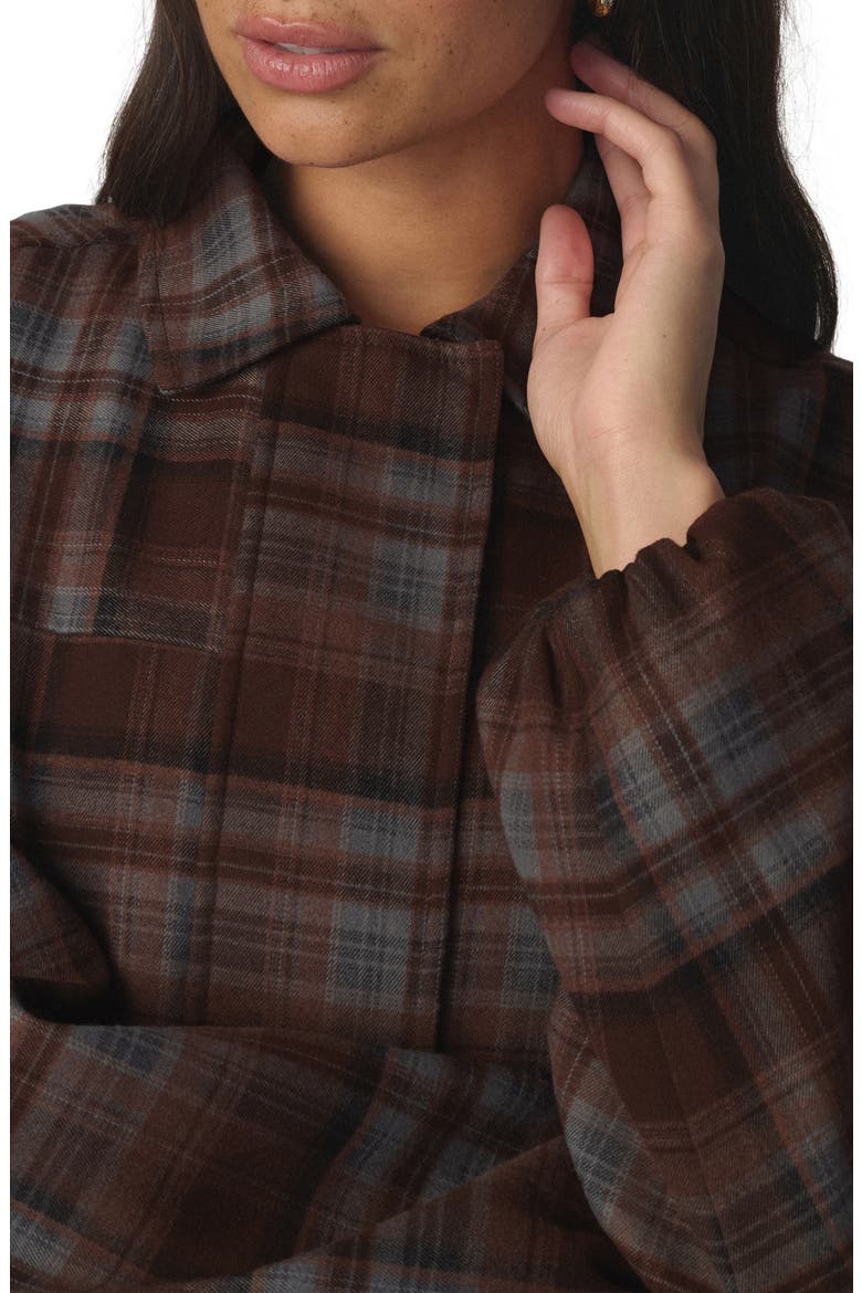 The Bella Bomber Jacket, Alternate, color, BROWN/ BLUE PLAID