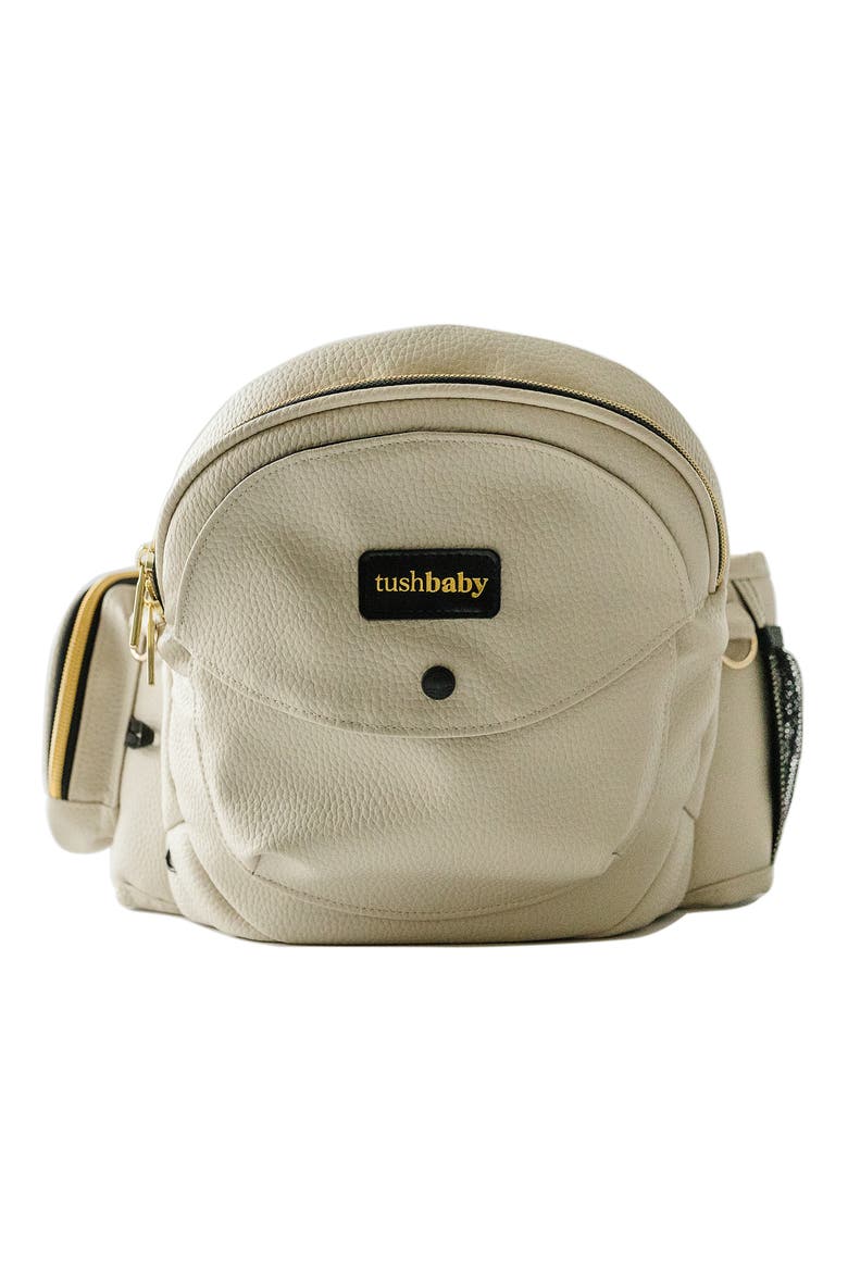Quilted Faux Leather Hip Seat Carrier, Main, color, CREAM