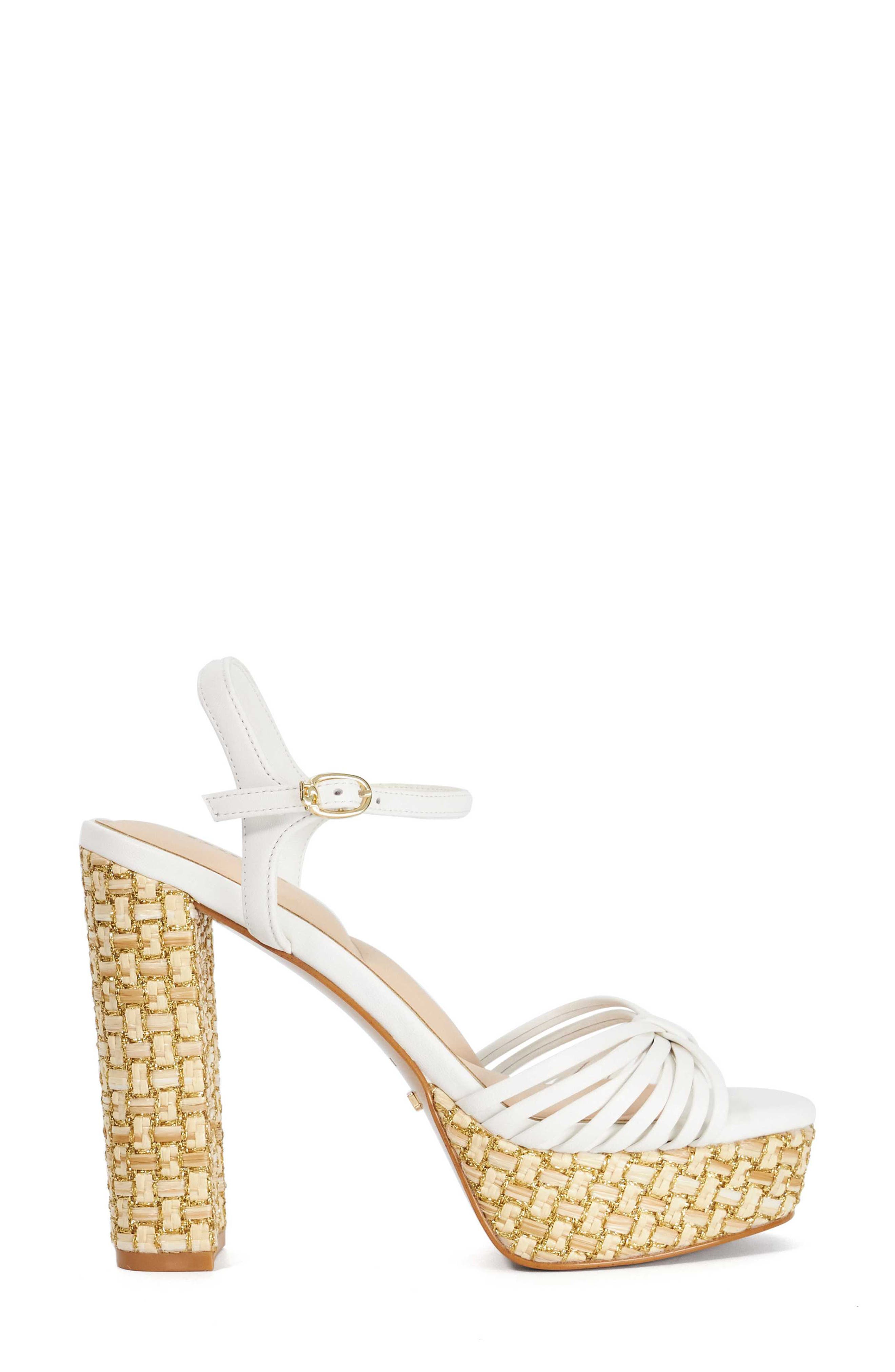 Dune London Minogue Ankle Strap Platform Sandal, Alternate, color, White
