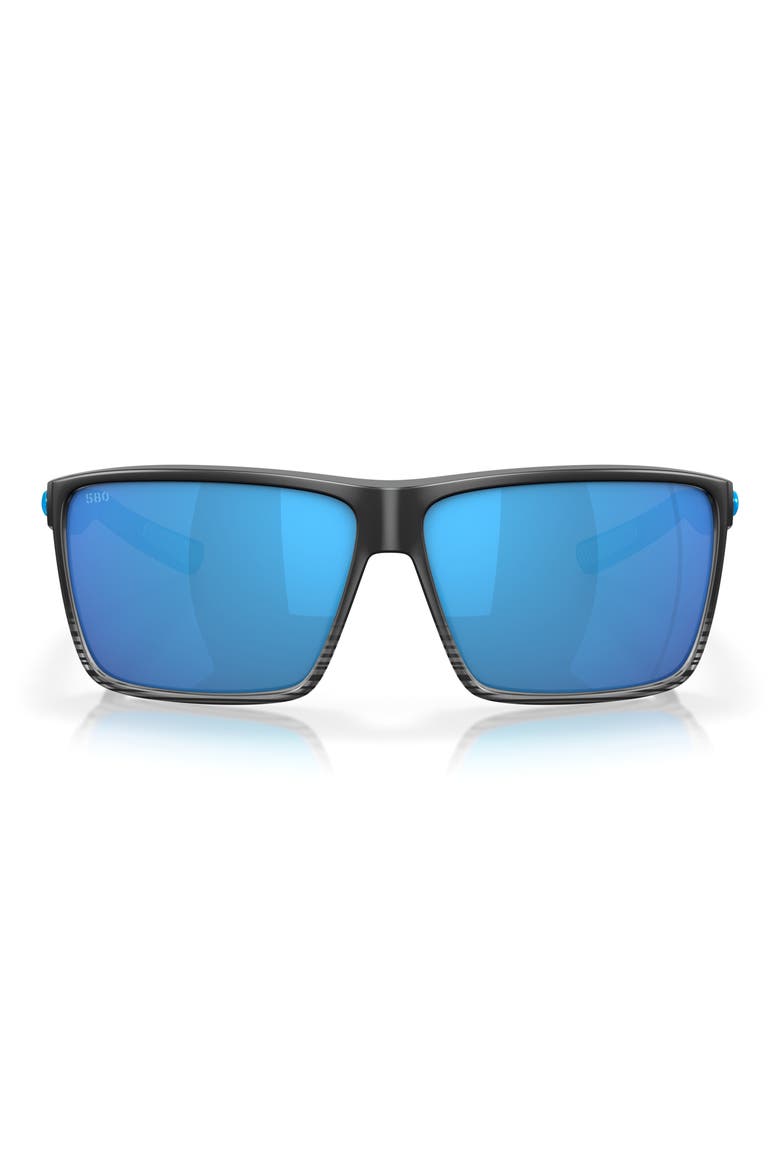 Rincon 63mm Polarized Oversize Rectangular Sunglasses, Main, color, MATTE SMOKE CRYSTAL / BLUE