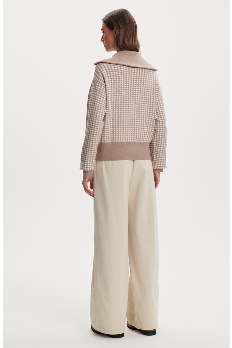 Ablett Houndstooth Jacquard Zip Cardigan, Alternate, color, TAUPE