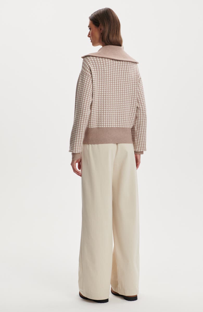 Varley Ablett Houndstooth Jacquard Zip Cardigan, Alternate, color, Taupe