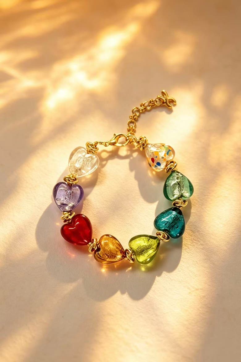 Valentina Murano Heart Bracelet, Alternate, color, Red