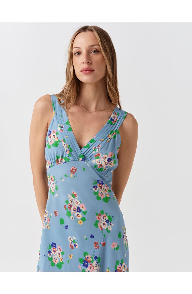 Ghost London Elise Floral Pintuck Crepe Midi Dress, Alternate, color, Blue Floral
