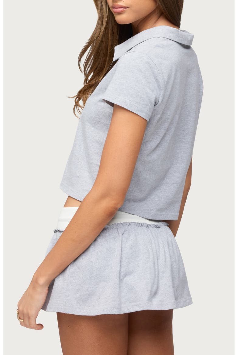 Tenney Cropped Polo Top, Alternate, color, GRAY-MELANGE