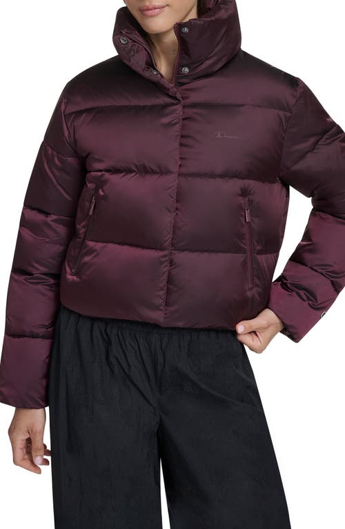 Champion Water Resistant Crop Puffer Jacket In Burgundy