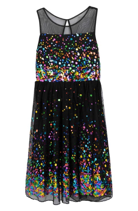 Kids' Sequin Border Illusion Party Dress (Big Kid)