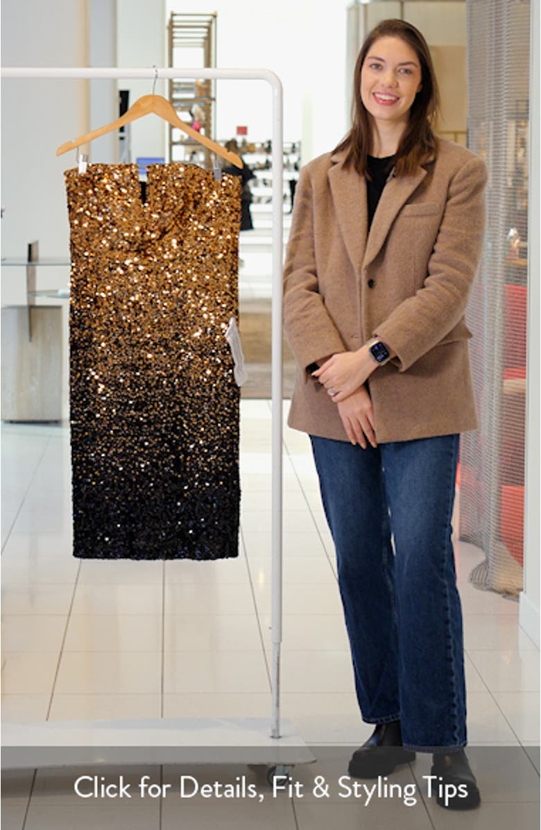 Perla Strapless Ombré Sequin Cocktail Dress