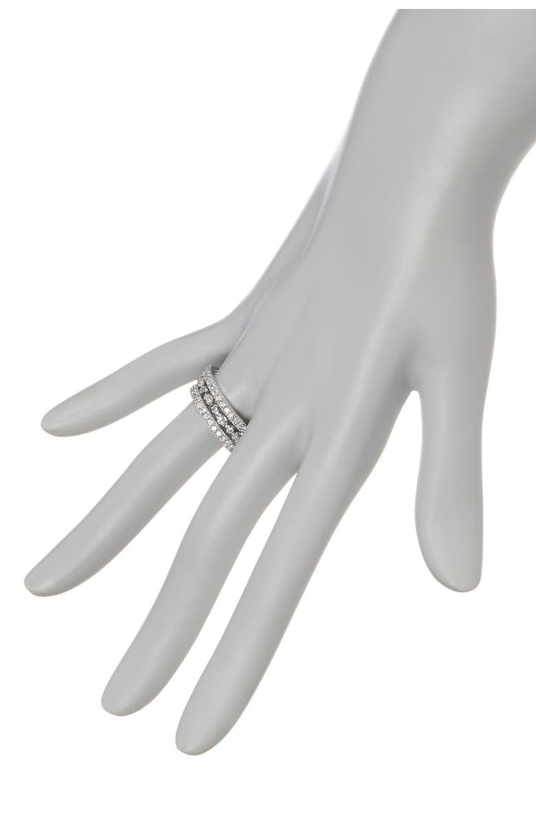 Sterling Forever Sterling Silver Three Row CZ Band Ring - Set of 3, Alternate, color, 