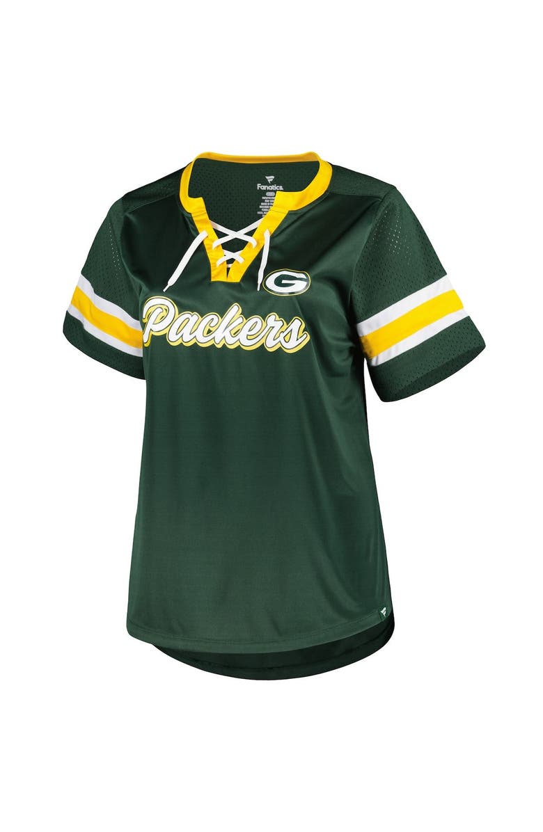 FANATICS Women's Fanatics Branded Green Green Bay Packers Plus Size Original State Lace-Up T-Shirt, Alternate, color, 