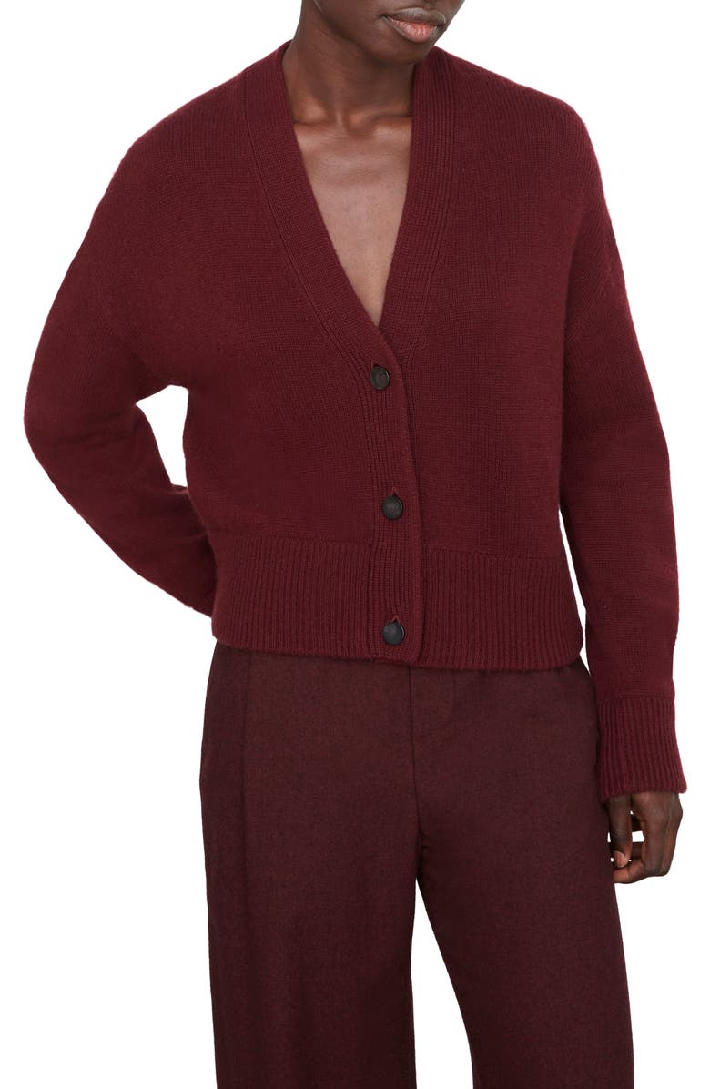 Vince Wool & Cashmere Boxy Cardigan, Main, color, Plum Wine