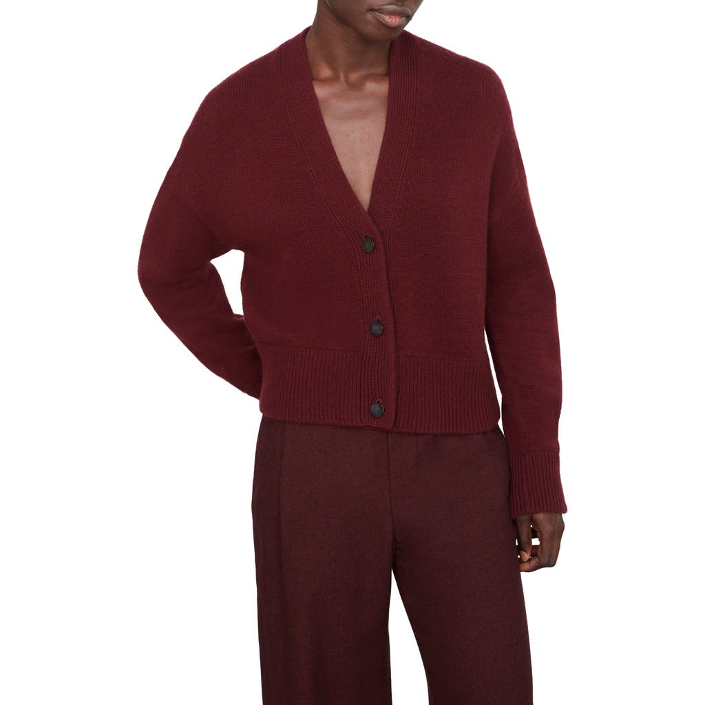 Vince Wool & Cashmere Boxy Cardigan In Red