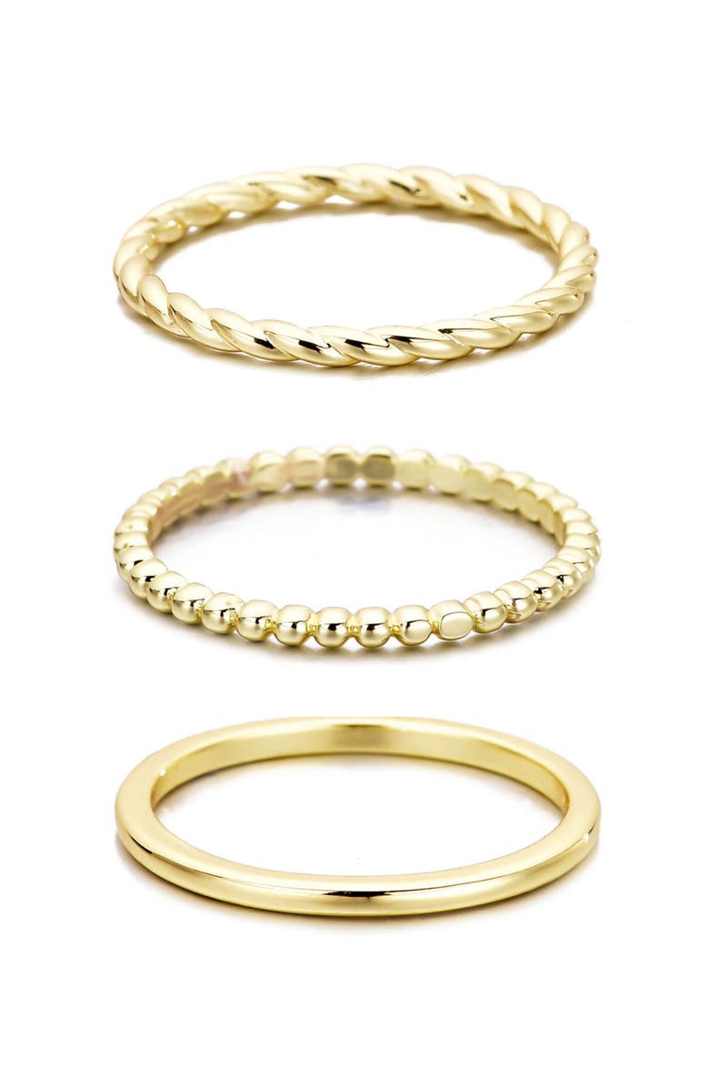 Adornia 3-Piece Stackable Ring Set, Alternate, color, Gold