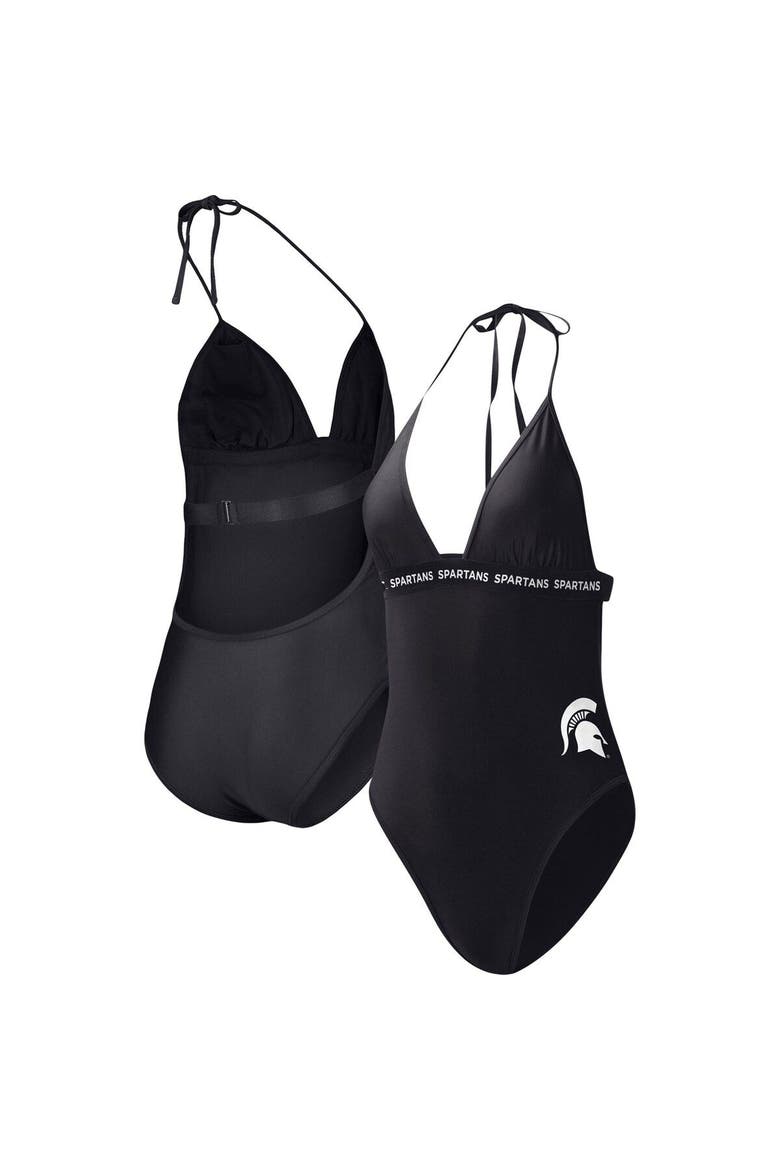 Women's G-III 4Her by Carl Banks Black Michigan State Spartans Full Count One-Piece Swimsuit, Main, color, Black