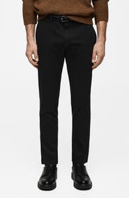 MANGO Slim Fit Flat Front Cotton Stretch Twill Chinos