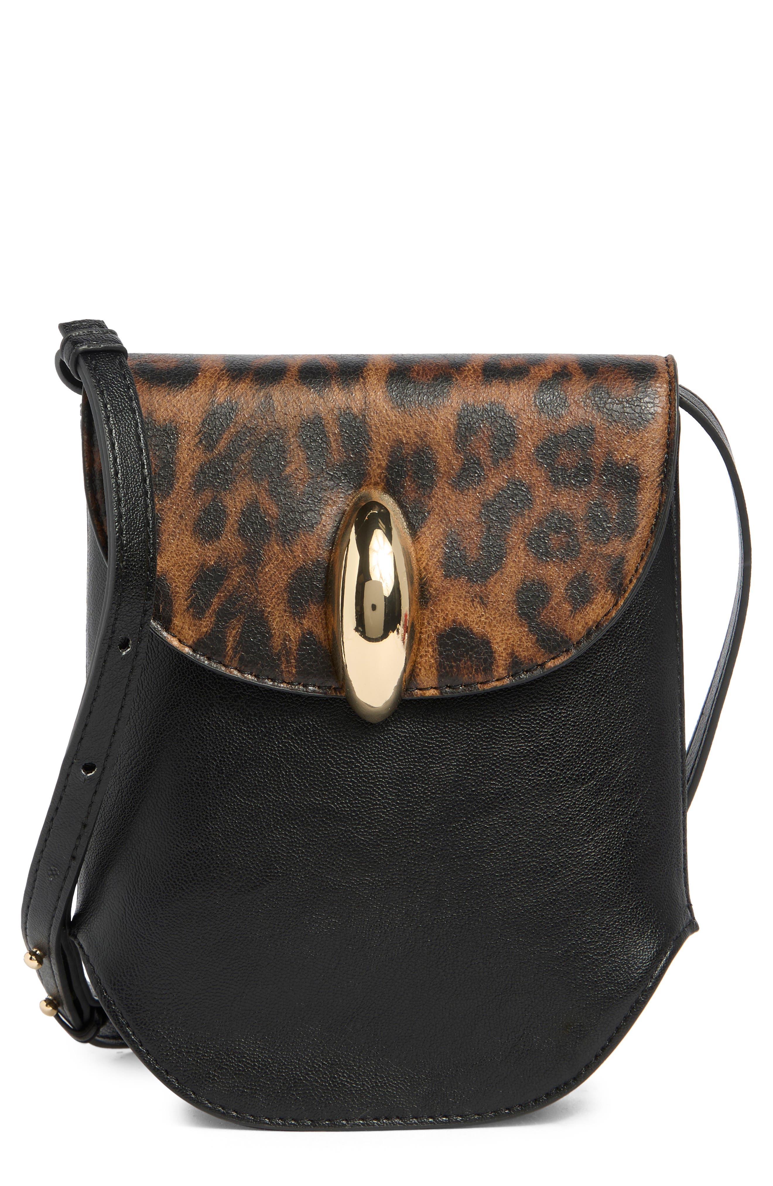 Perry Lizard Embossed Faux Leather Crossbody Bag, Main, color, LEOPARD