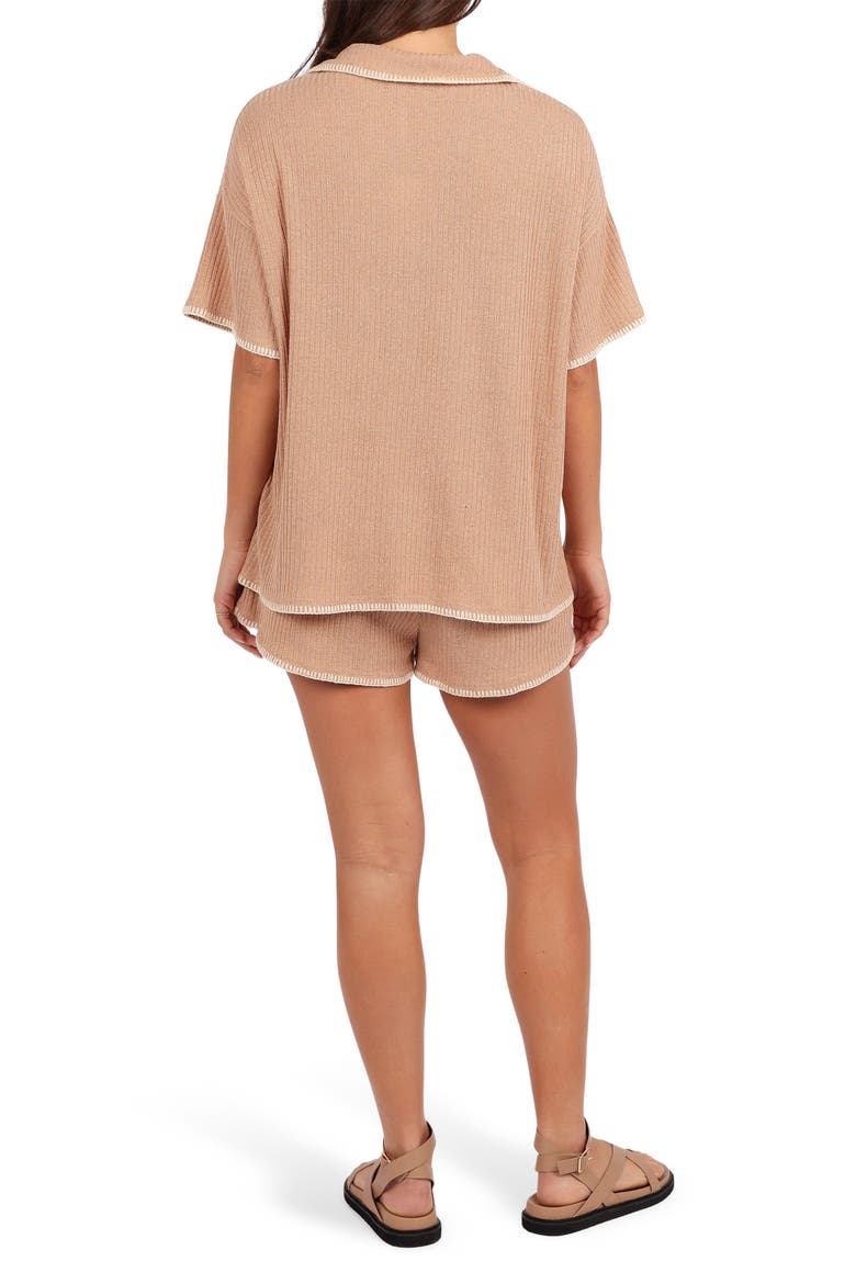 Essen Knit Button-Up Shirt & Pull-On Shorts Set, Alternate, color, MOCHA CREAM