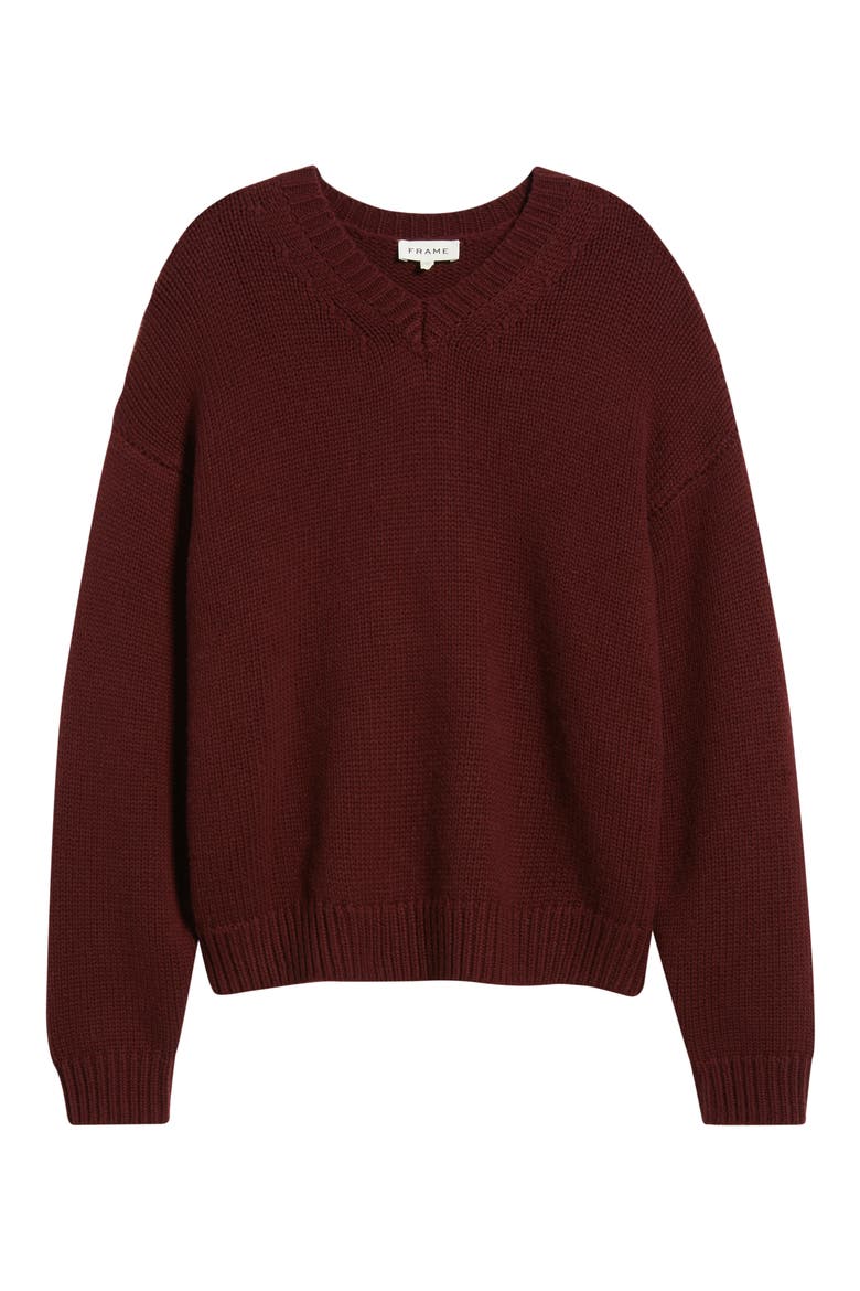 Oversize Wool & Cashmere Crewneck Sweater, Alternate, color, BURGUNDY