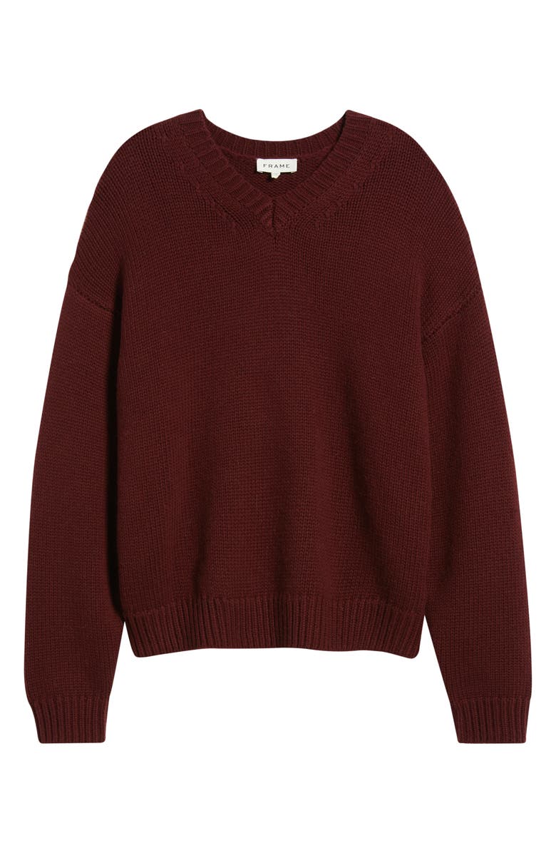 FRAME Oversize Wool & Cashmere Crewneck Sweater, Alternate, color, Burgundy