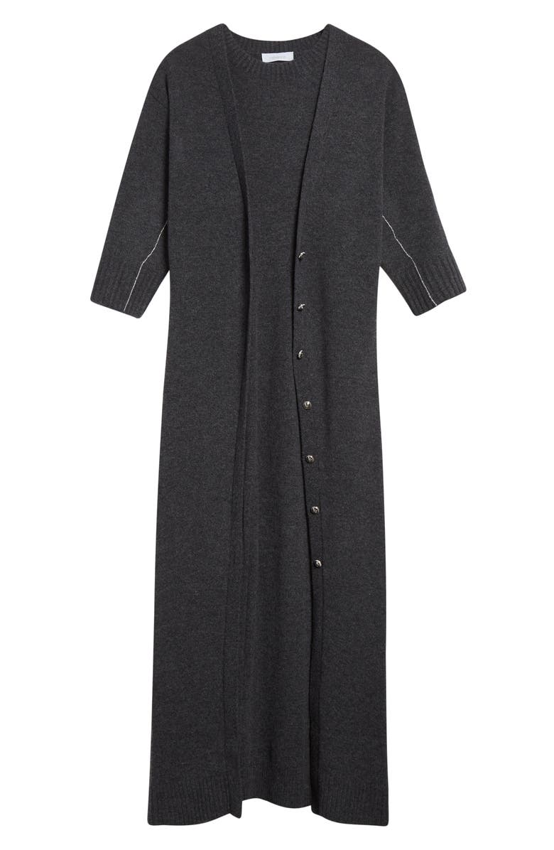 Rabanne Layered Look Wool Blend Sweater Dress, Alternate, color, Dark Grey