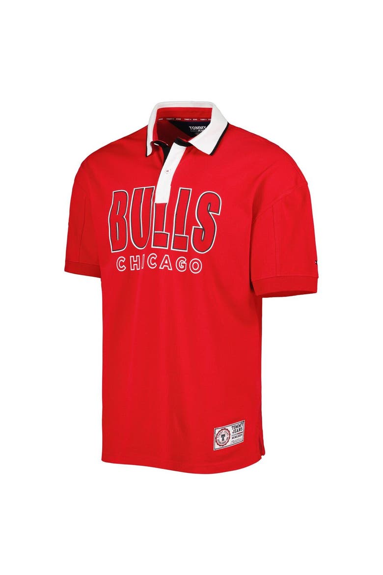 Men's Tommy Jeans Red Chicago Bulls Stanley Pique Polo, Alternate, color, Red