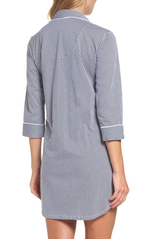 Ralph Lauren Lauren Cotton Jersey Sleep Shirt In Windsor Navy/white Stripe