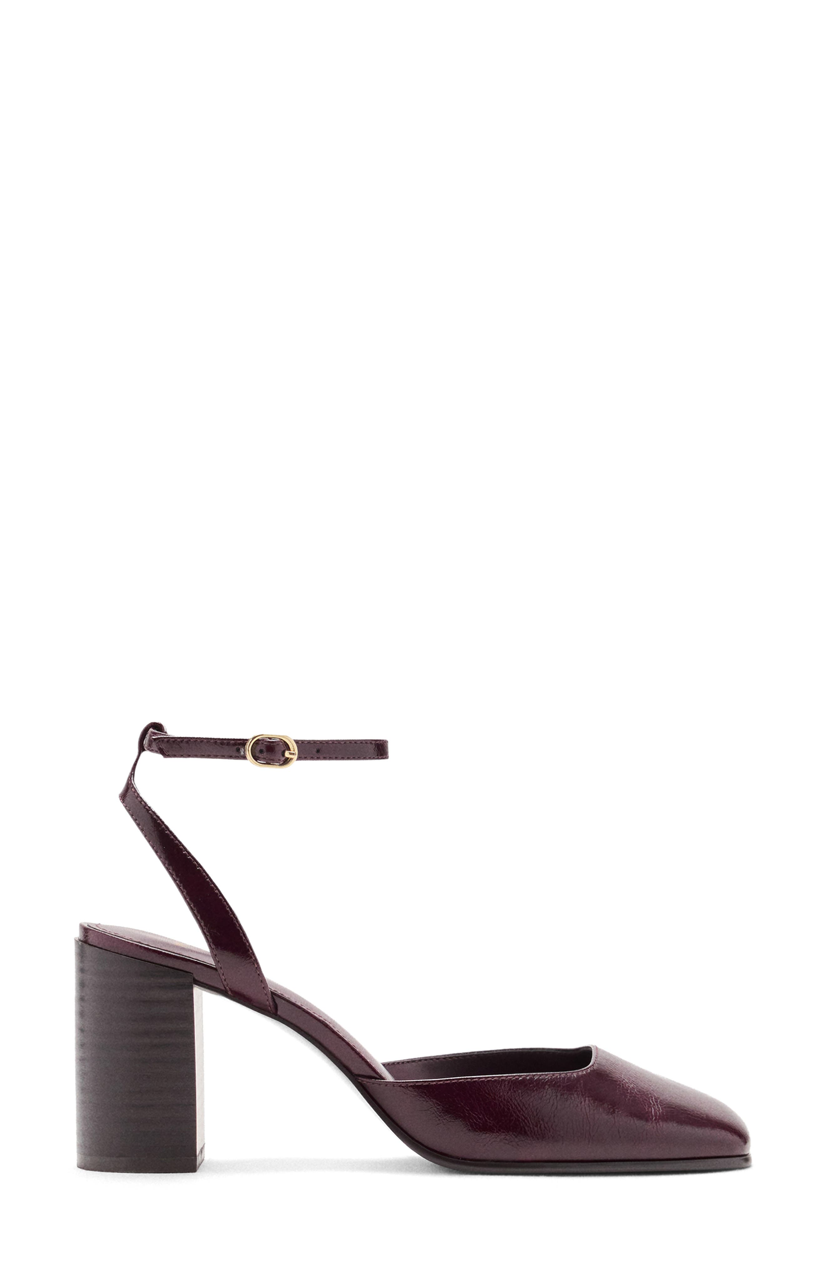 Campana Faux Leather Ankle Strap Pump, Alternate, color, BURGUNDY