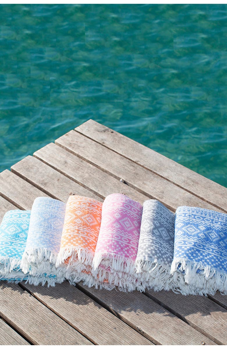 Linum Home Textiles 100% Turkish Cotton Sea Breeze Pestemal Beach Towel - Sky Blue, Alternate, color, 