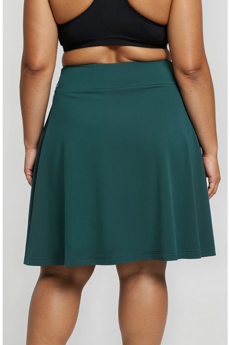 Plus Size Knee Length Swim Skort With Bike Shorts, Alternate, color, Dark Jade