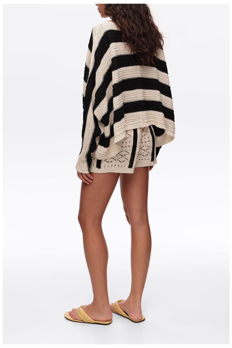 Striped Oversize Cropped Sweater, Alternate, color, BLACK
