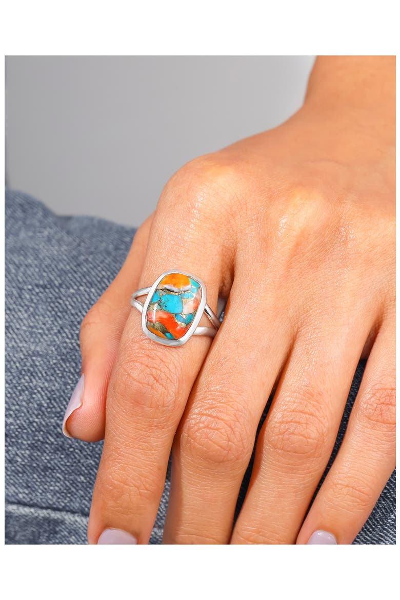 Oyster Turquoise Ring, Alternate, color, ORANGE/ BLUE MULTI