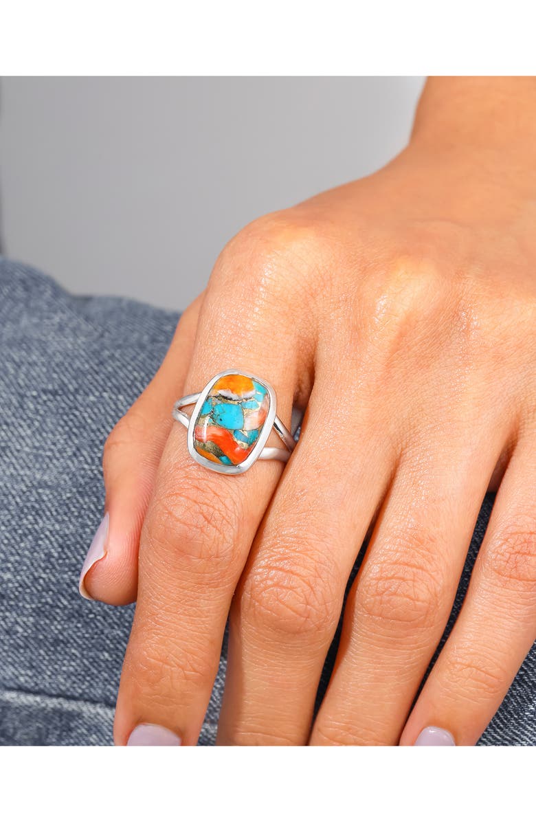 YS GEMS Oyster Turquoise Ring, Alternate, color, Orange/ Blue Multi