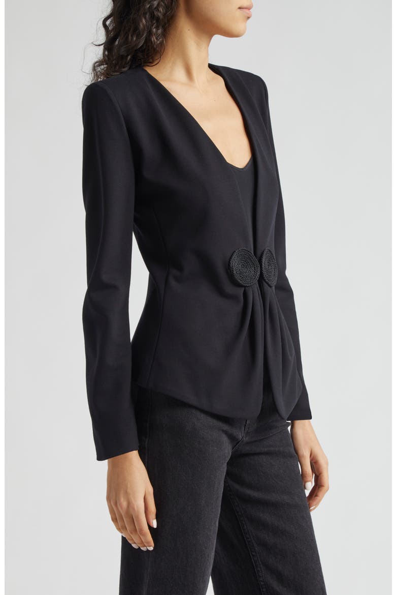 Shaped V-Neck Jersey Jacket, Alternate, color, SOLID BLACK