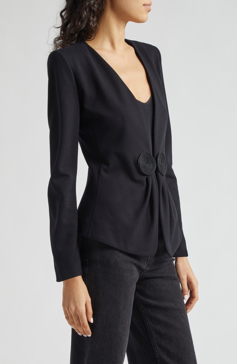 Emporio Armani Shaped V-Neck Jersey Jacket, Alternate, color, Solid Black