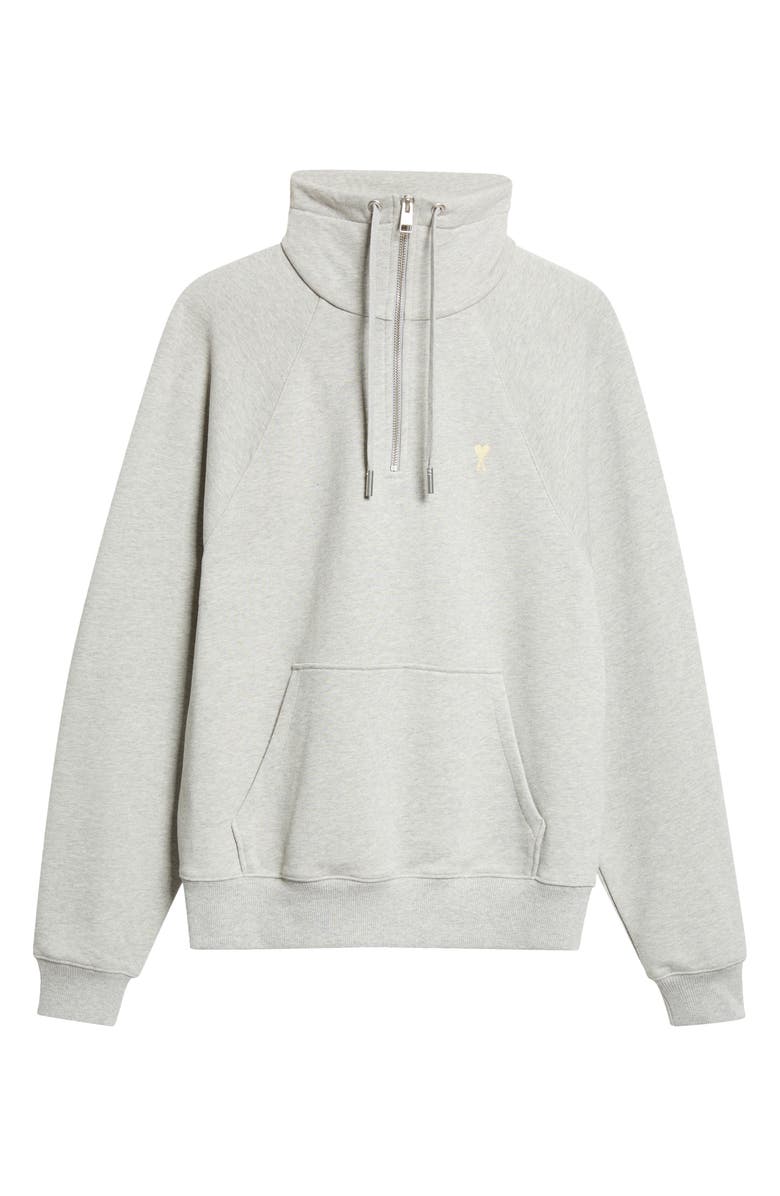 AMI PARIS Ami de Coeur Embroidered Quarter Zip Pullover, Alternate, color,