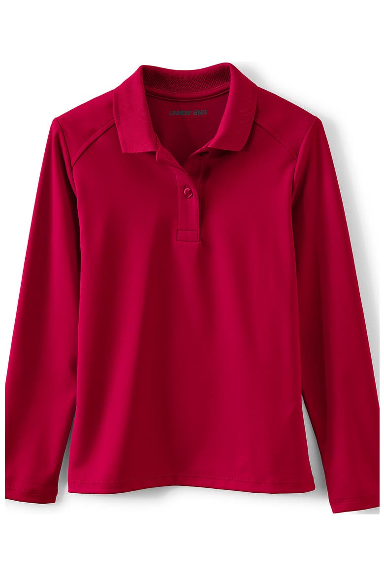 School Uniform Girls Long Sleeve Feminine Fit Rapid Dry Polo Shirt, Alternate, color, Red