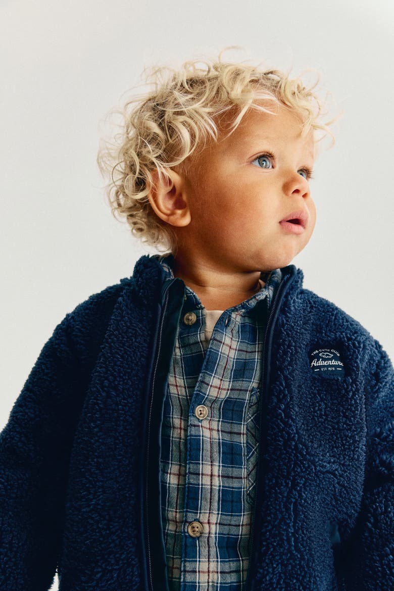 Teddy Fleece Jacket, Alternate, color, Navy blue